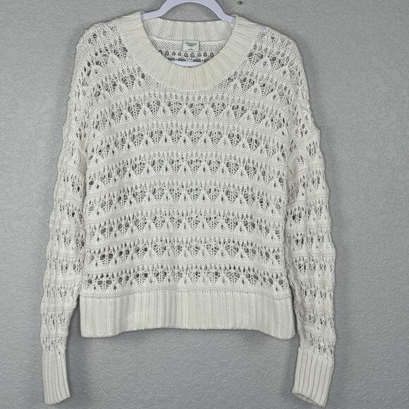 Abercrombie & Fitch Women’s Sweater Open Knit Oversized Boxy Cotton Ivory Size S - Picture 2 of 5